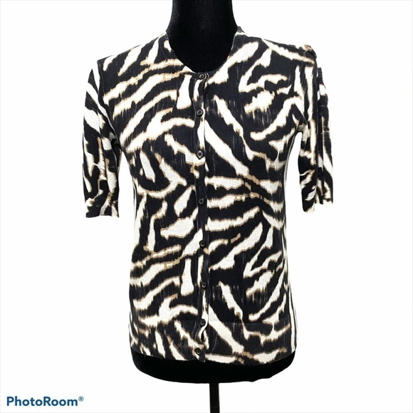 Ann Taylor Animal Print Cardigan Lightweight XS - Picture 1 of 11